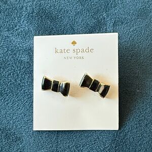 Kate Spade Black and Gold Bow Stud Earrings